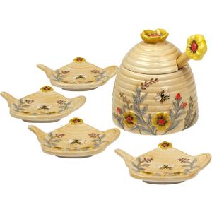 Certified International Bee Sweet 9 oz. 3-D Honey Pot with 4 Tea Bag Holders