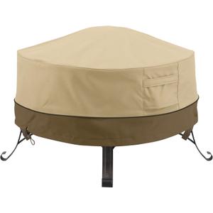 Classic Accessories Veranda Water-Resistant 30 Inch Round Fire Pit Cover, Patio Furniture Covers (30"DIA x 12"H, Pebble/Bark/Earth)