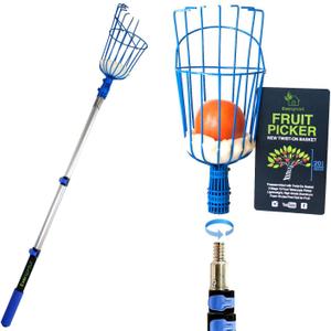 EVERSPROUT 1.5-3ft Durable Fruit Picker with 10+ Foot Reach  Telescoping Fruit Picker Pole, Lightweight Twist-On Fruit Picking Tool with Basket, Aluminium Extension Pole for Tree Fruit Harvesting