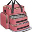 YOREPEK Nail Polish Organizer Case With Foam Inserts Protect Up 96 to 100+ Bottles (15ml/0.5 fl.oz) UV lamp, Travel Nail Tech Carrying Case with Adjustable Space for Gel Dip Powder Tips Set, Pink