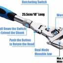 Flexhead Adjustable Wrench, 10" to 12" Ratcheting Crescent Wrenches with Retractable Extension Shank and 180 Rotating Head Flex Head Ratchet Wrench Tool
