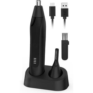 Ear and Nose Hair Trimmer for Men Women, Eyebrow and Facial Hair Trimmer with Powerful Motor and Dual-Edge Blades Rechargeable Painless