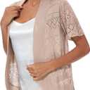 Women's Open Front Bolero Shrug Lightweight Knit Hollow Out Cropped Cardigan (M)