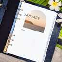 A5 Notebook Divider  12-Month Planner Binder with Customizable Cards, Durable 6-Ring Organizer for Notes, Journaling, and Planning  Compact and Refillable (8.5"*5.5") (Black)