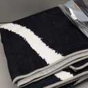 YIHOUSE Abstract Washable Rug 5x7,Ultra Thin Non Slip Black Rugs for Living Room,Modern Minimalist White Stripe Rugs for Bedroom,Dining Room Office Playroom (5'x7',Black-2)