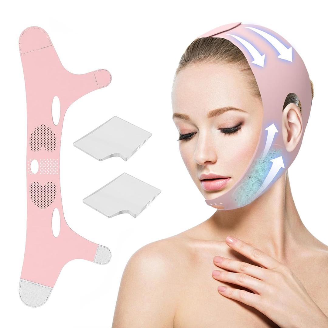 Belovedone Reusable Face Ice Strap Soft Ice Silicone Chin Strap for Women Sleeping Pink Belovedone Reusable Face Ice Strap Soft Ice Silicone Chin Strap for Women Sleeping Pink