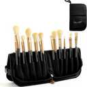 YLYZ Makeup Brush Bag, Waterproof Stand-Up Makeup Brush Holder Organizer, Travel Make up Brush Pouch Cosmetic Bags, Black