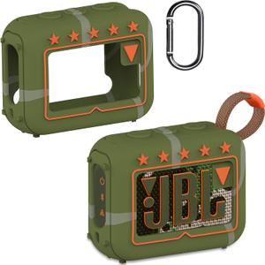 JCHPINE Silicone Cover Case for JBL Go 4 Ultra Portable Bluetooth Speaker, Protective Skin Holder for JBL Go 4 Pro Sound Bluetooth Speaker Accessories (Only Case) (Squad)