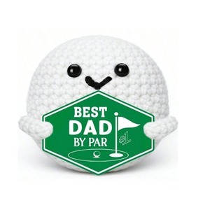Roshtia Christmas Golf Best Dad by Par Handmade Knitted Crochet Golf Ball & 20oz Stainless Steel Tumbler Present Set Funny Birthday Gifts for Men Golfers Daddy Father Papa