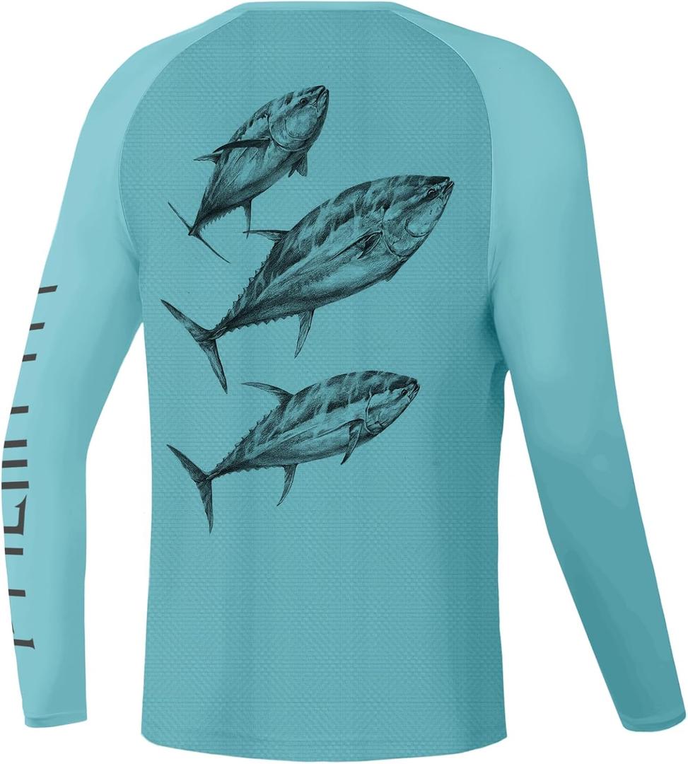 Palmyth Boys Fishing Shirts UPF 50+ Youth Sun Protection T-Shirt Long Sleeve Tee (L)
