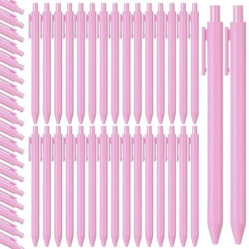 Fulmoon 50 Pcs Ballpoint Pens Bulk Retractable Comfortable Writing Pens Cute Christmas Back to School Supplies in Medium Point 1.0 mm for Teacher Student Baby Shower (Light Pink)