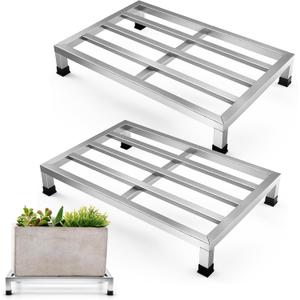 MorningRo 2 Pack Dunnage Rack 23.6" Long x 15.8" Wide, 4" Height Stainless Steel Dunnage Rack 1000 lbs Capacity Storage Commercial Food Service Storage in Restaurant Kitchens Shop