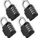 Puroma Combination Lock 4 Pack 4 Digit Waterproof Locker Locks Secure Outdoor Padlock for Gym Lockers, Toolboxes, Gates, Fences, Storage, Sports Locker, Cabinets (Black)