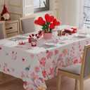XCHI Watercolor Flowers Love Hearts Butterfly Valentine's Day Tablecloth Rectangle Table Cloth Washable Table Covers for Indoor Dining Home Party Decorations 60x104 Inch