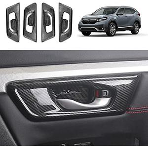 YOFAMO for CRV 2017-2022 ABS Carbon Fiber Grain Inner Door Cover Handle Trims Sticker Interior Decoration Accessories for Honda CRV CR-V 2017 2018 2019 2020 2021 2022 (Without Seat Memory Buttons)