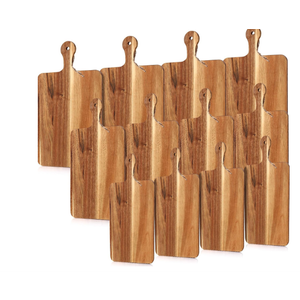 Layhit 12 Pcs Extra Large Acacia Wood Cutting Board Bulk 17 Inch Wooden Serving Kitchen Chopping Charcuterie Board with Handle for Cheese Bread Meat Fruits Wedding Housewarming Gifts(3 Sizes)