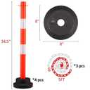 4 Pack 34 Inches Traffic Delineator Post Cones, Portable Orange Safety Driveway Barrier with Weighted Rubber Base, Reflective Collars, 5 FT Plastic Chain for Road Safety,Parking Lot