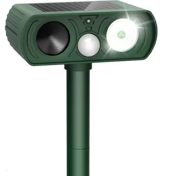 Upgraded Solar Ultrasonic Animal Repellent Outdoor, Deer Repellent Devices Motion Detection, Waterproof Cat Squirrel Mouse Raccoon Dog Repellent Deterrent with LED Flash Lights for Yard Garden