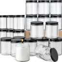 24 Pack, 8 OZ Thick Glass Jars with Metal Lids, Clear Round Candle Making Jars,Empty Food Storage Containers, Mason Canning Jar For Spice, Powder, Liquid, Sample, Lotion, Cosmetic, Dishwasher Safe