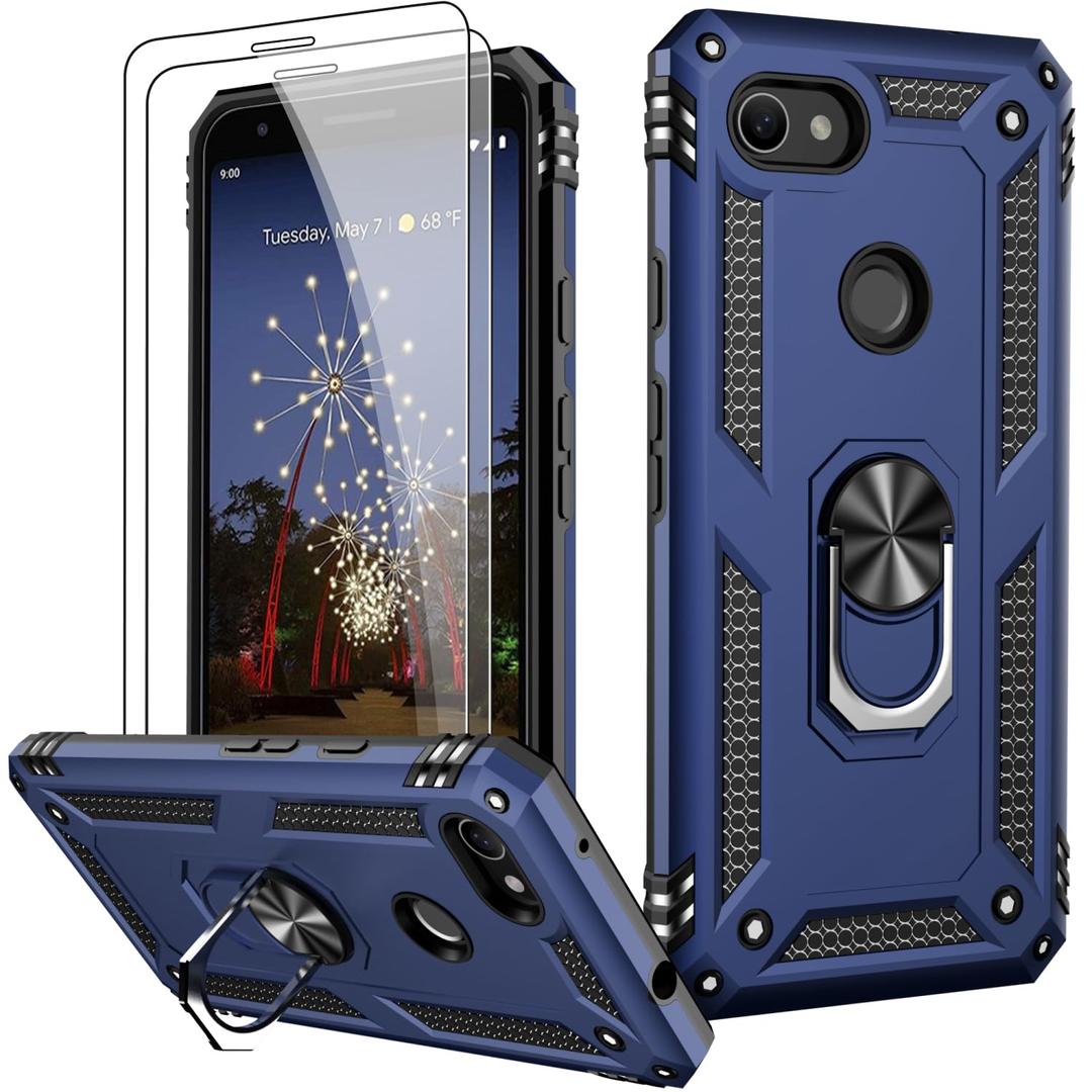 LUMARKE for Google Pixel 8 Pro Case with Screen Protector,Pass 16ft. Drop Tested Military Grade Protective Phone Cover with Magnetic Ring Kickstand Compatible with Car Mount Holder Blue