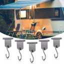 24 Pairs Rv Awning Hooks for Lights Camping Awning Accessory Hangers S Shaped Hooks Set Rv Party Light Hangers for Christmas Party Camping Tent Indoor and Outdoor Supplies (Grey and Silver)