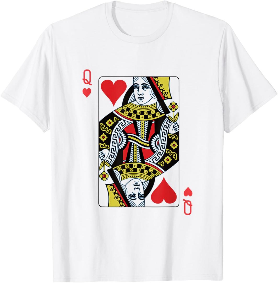 Queen of Hearts Playing Card Poker T-Shirt L