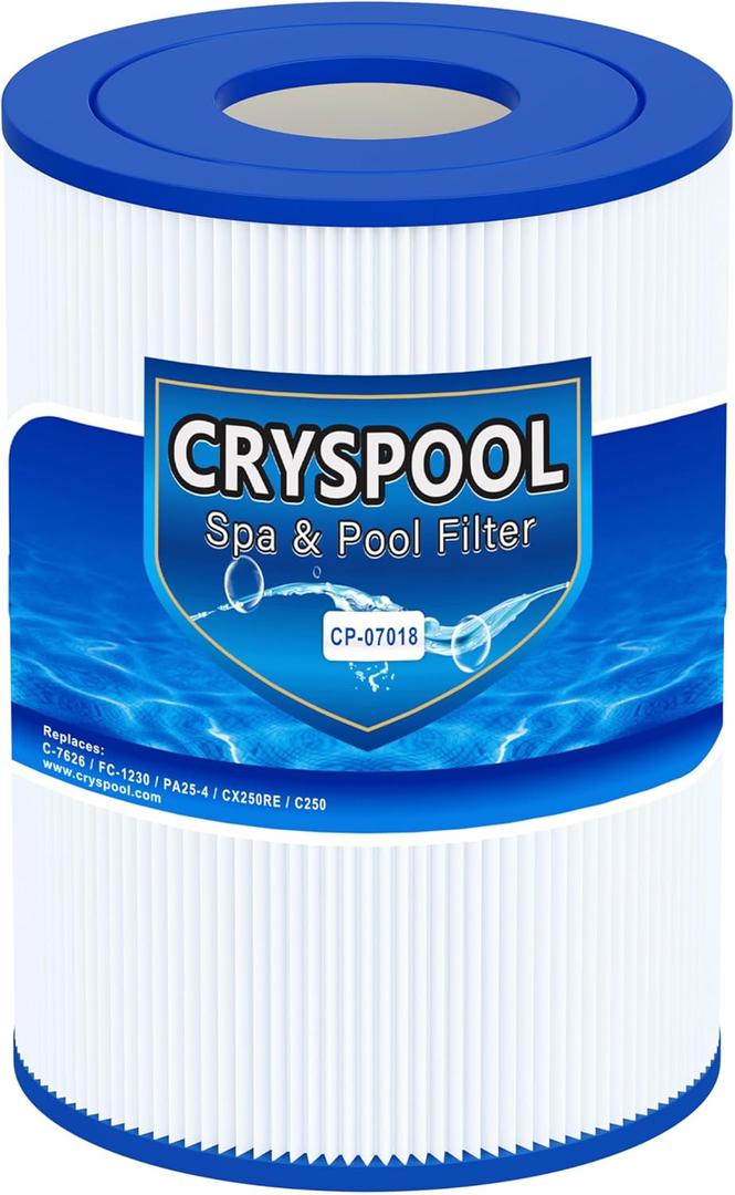 Cryspool 07018 Filter Compatible with CX250RE, Star-Clear C250, PA25-4, PA25-4/M4, C-7626, FC-1230, 25 Sq. Ft Spa Filter Cartridge, 1 Pack