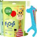 SmartLifeco Eco-Friendly Kids Flossers (100ct) - The Original Straw Wheat Dental Floss Picks for Children, Fluoride & PFA Free, Toothpick Flossing Sticks for Toddlers Teeth, No Shred Thread, Mint