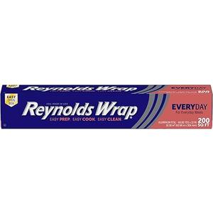 Reynolds Wrap Everyday Strength Aluminum Foil Roll, Freezer and Grill Safe, Great for Foil Packets and Home Cooking, 12 Inches Wide, 200 Total Sq. Ft.