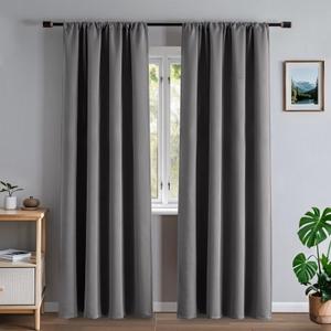 Veloraft Blackout Curtains 72 Inch Length 2 Panels Set, Black Out Curtains for Living Room Bedroom, Thermal Insulated Rod Pocket Room Darkening Drapes for Windows (52W 72L inch, Light Grey)