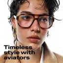 livho Retro Aviator Blue Light Blocking Glasses for Women Men with Soft Case, Trendy Rectangle Computer Eyeglasses