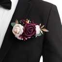 Ling's moment Pocket Boutonniere Single, Boutonniere for Men Groom for Wedding, Prom, Homecoming, Anniversary, Graduation, etc.Marsala Blush, 6" W x 5" H
