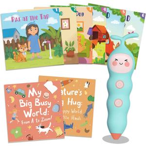 QuTZ Talking Pen Book Set, Learn to Read Sound Books, Learning Toys with 8 Tap to Read Books, 600+ Words & Fun Facts, 6 Phonics Story Books, 700+ Games, Educational Toy for Kids 3+ (Cardboard Version)