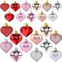 2 x 36 Pcs Valentine Heart Shaped Ornaments, Rose Gold Silver Pink Red Heart Ornaments for Mother's Day Christmas Wedding Anniversary Valentines Day Hanging Decorations