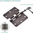 24 Pack Door Hinges, 3.5 x 3.5 Inch Oil Rubbed Bronze Hinges for Wood 1/4'' Radius Corners Interior Hinges, 3 1/2 Inch Door Hinges for Residential Doors