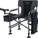 X Strike Fishing Chairs with Rod Holder, Folding Ice Fishing Chair for Adults Outdoor Camping Chair Leg Adjustable with Cooler Bag and Storage Bag for Camp, Lawn, Patio, Garden (Black)