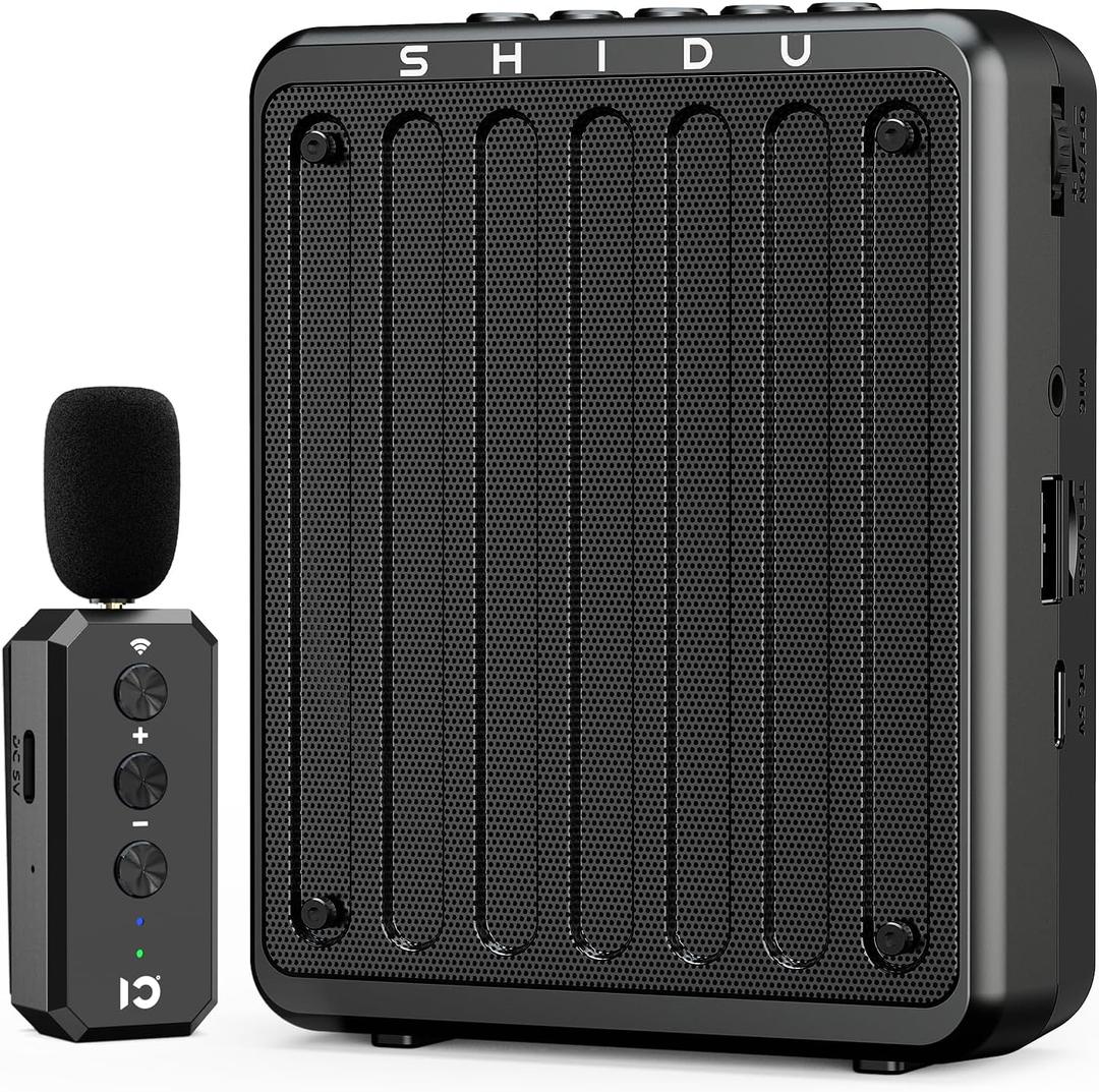 SHIDU 20W Voice Amplifier Wireless Lavalier Microphone Bluetooth Voice Amplifier for Teachers Portable Microphone with Speaker for Classroom, Speech, Meeting, Yoga, Outdoors