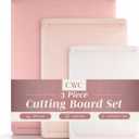 COOK WITH COLOR Extra Large Cutting Board Set, Jumbo-Sized Boards with Rubber Border for Enhanced Cooking Experience, 3-Piece, Pink