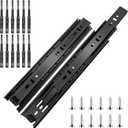 18 inch Ball Bearing Drawer Slides 6 Pairs (12pcs) - 100LB Capacity, Full Extension Side Mount Slides for Kitchen Cabinets, Wardrobes, Office Furniture (Black 18inch)