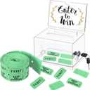 Havawish Enter to Win Raffle Ticket Box with 500 Raffle Ticket Double Roll and Slot Clear Acrylic Donation Box with Lock 6.3" x 4.7" x 3.9" Ballot Holder with 2 Keys for Game Suggestion(Green)