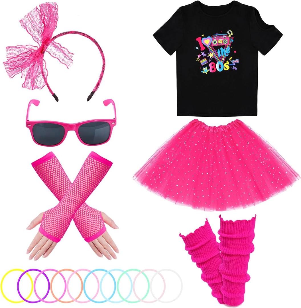 baotongle 80s Costume Accessories Set 80s 90s Outfits for Halloween Cosplay 1980s Party