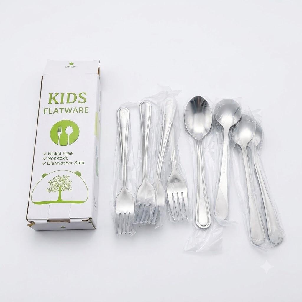 Kids Flatware Spoon and Fork Silver