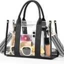 BS-VOG Clear Tote Bags for Women, Clear Bag for Stadium Events with Adjustable Straps, Handbag Purse for Sports Concert Work