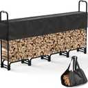 8FT Firewood Rack Outdoor with Cover, Heavy Duty Wood Storage Rack