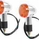 Motorcycle 2 Pcs Amber Chrome Front Rear Turn Signal Blinker Indicator Light Replacement for Suzuki