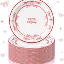 Shellwei 100 Pcs 7 Inch Christmas Paper Plates Bulk Christmas Party Plates Disposable for Xmas Holiday Party Supplies Dishware (Pine Branches)