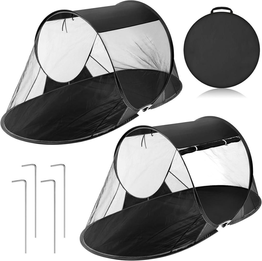 2 Pcs Pop up Mosquito Tent 1 Person Foldable Camping Tent with Ground Pin Portable Waterproof Bug Net for Bed Cot Outdoor Hiking Summer Camping