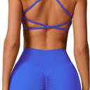ABOCIW Womens Seamless Workout Sets Backless Sports Bra Scrunch Butt High Waist Gym Shorts 2 Piece Outfits (Blue, XL)