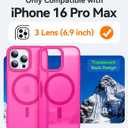 CANSHN Magnetic Compatible with iPhone 16 Pro Max Case [Compatible with Magsafe] [Translucent Matte] Slim Thin Shockproof Protective Bumper Phone Case Cover 6.9 Inch - Hot Pink