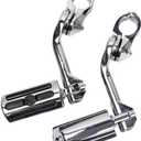 HY-SPEED Motorcycle Highway Pegs Crash Bar with 1.25" Engine Guard Adjustable Foot Peg Compatible with Touring Street Glide Electra Glide Road King Softail Long Angled Chrome